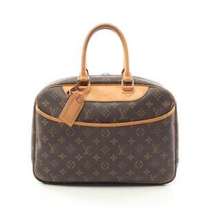 Louis Vuitton Deauville Bowling Vanity Handbag Leather Monogram Brown